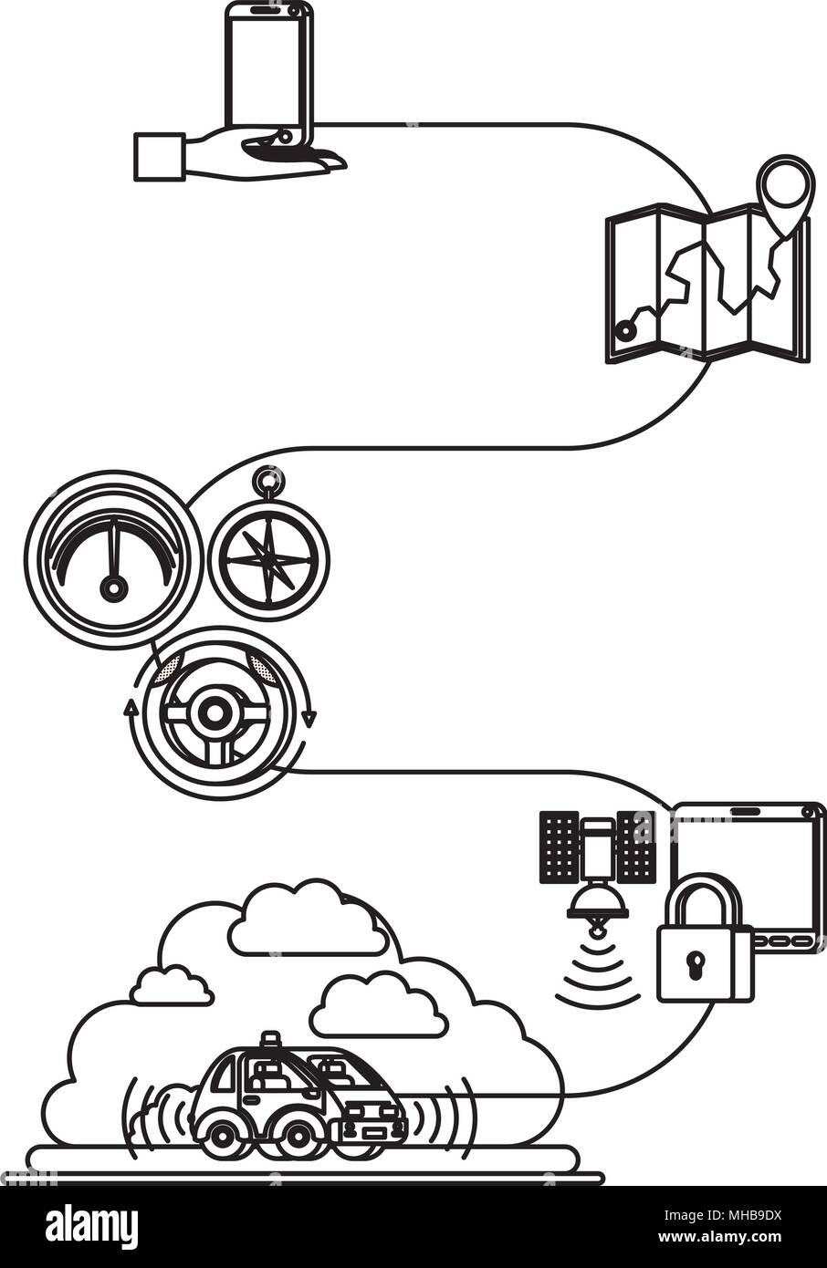 isometric car with gps service icons Stock Vector Image & Art - Alamy