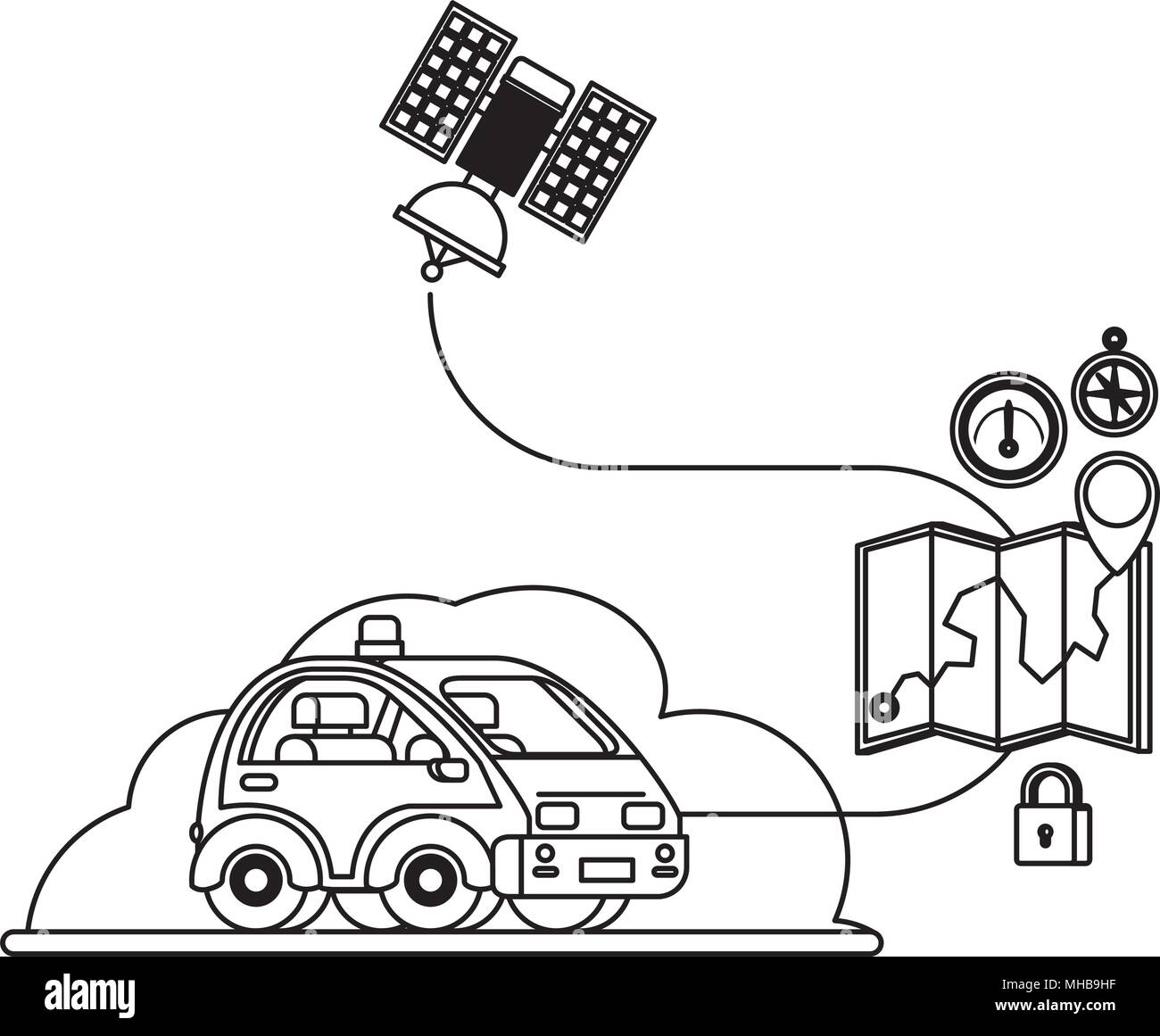 isometric car with gps service icons Stock Vector Image & Art - Alamy