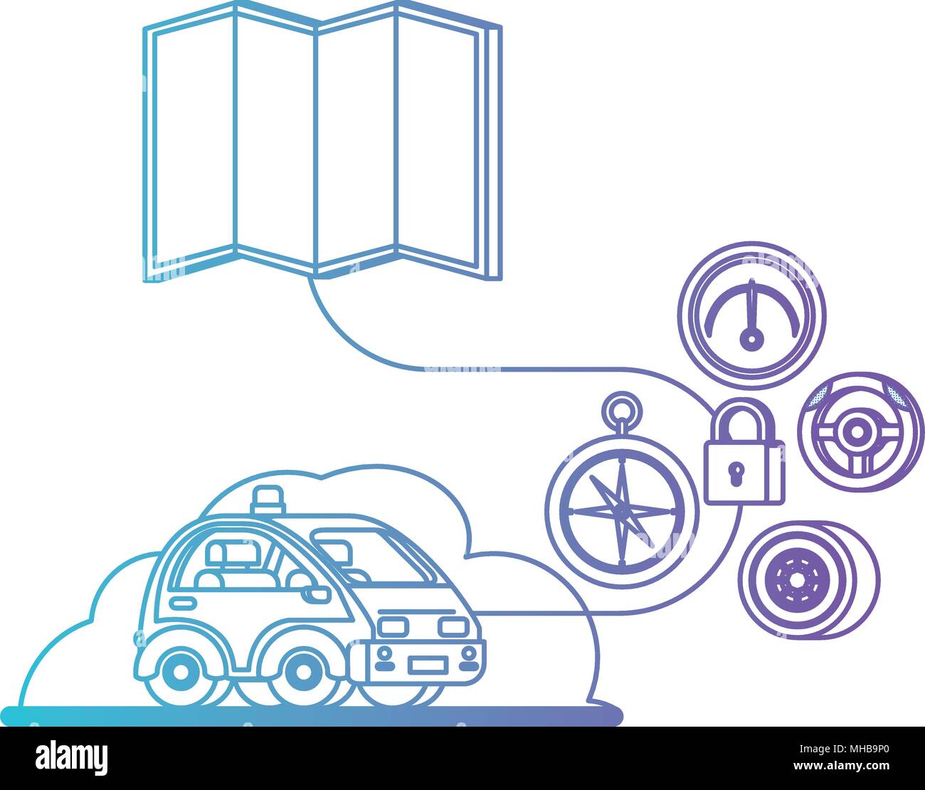 isometric car with gps service icons Stock Vector Image & Art - Alamy