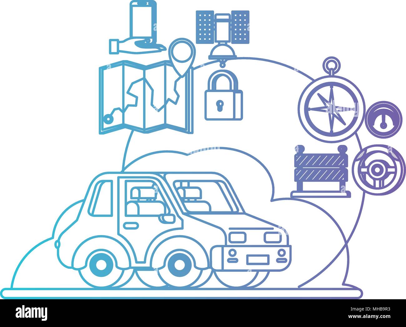 isometric car with gps service icons Stock Vector Image & Art - Alamy