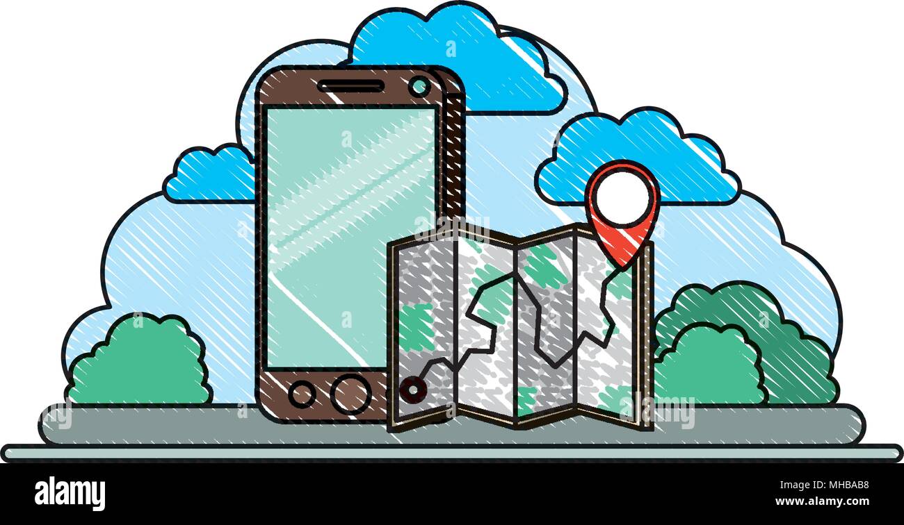 isometric smartphone with gps app in landscape Stock Vector Image & Art ...