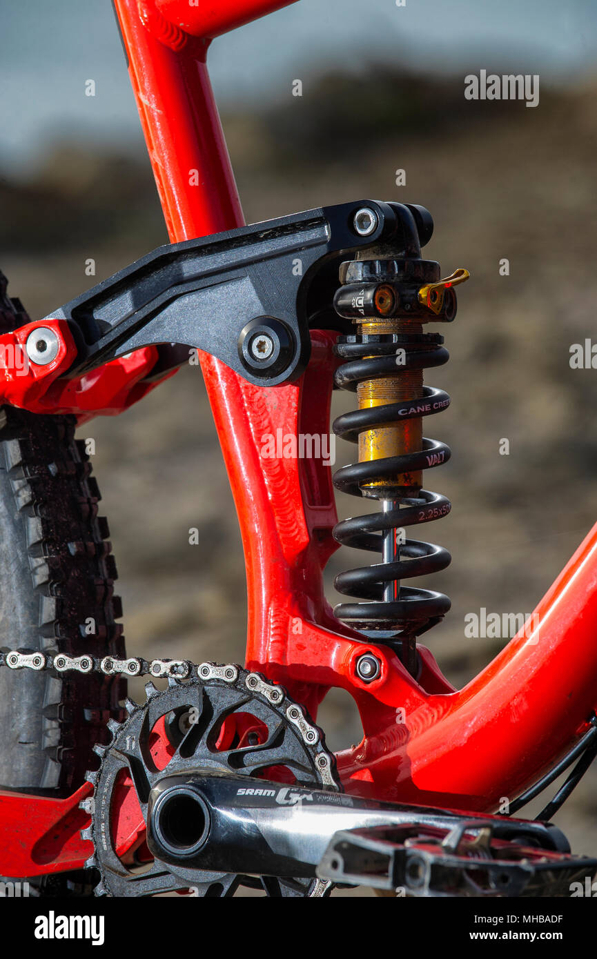 A mountain bike rear suspension shock Stock Photo - Alamy