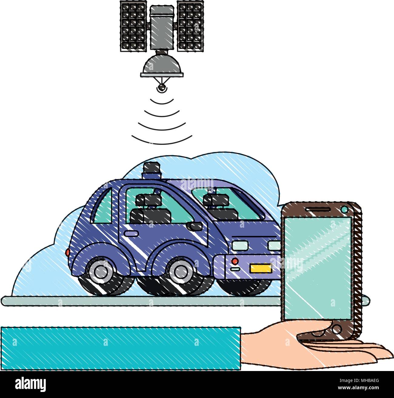 isometric car and smartphone with gps application Stock Vector Image ...