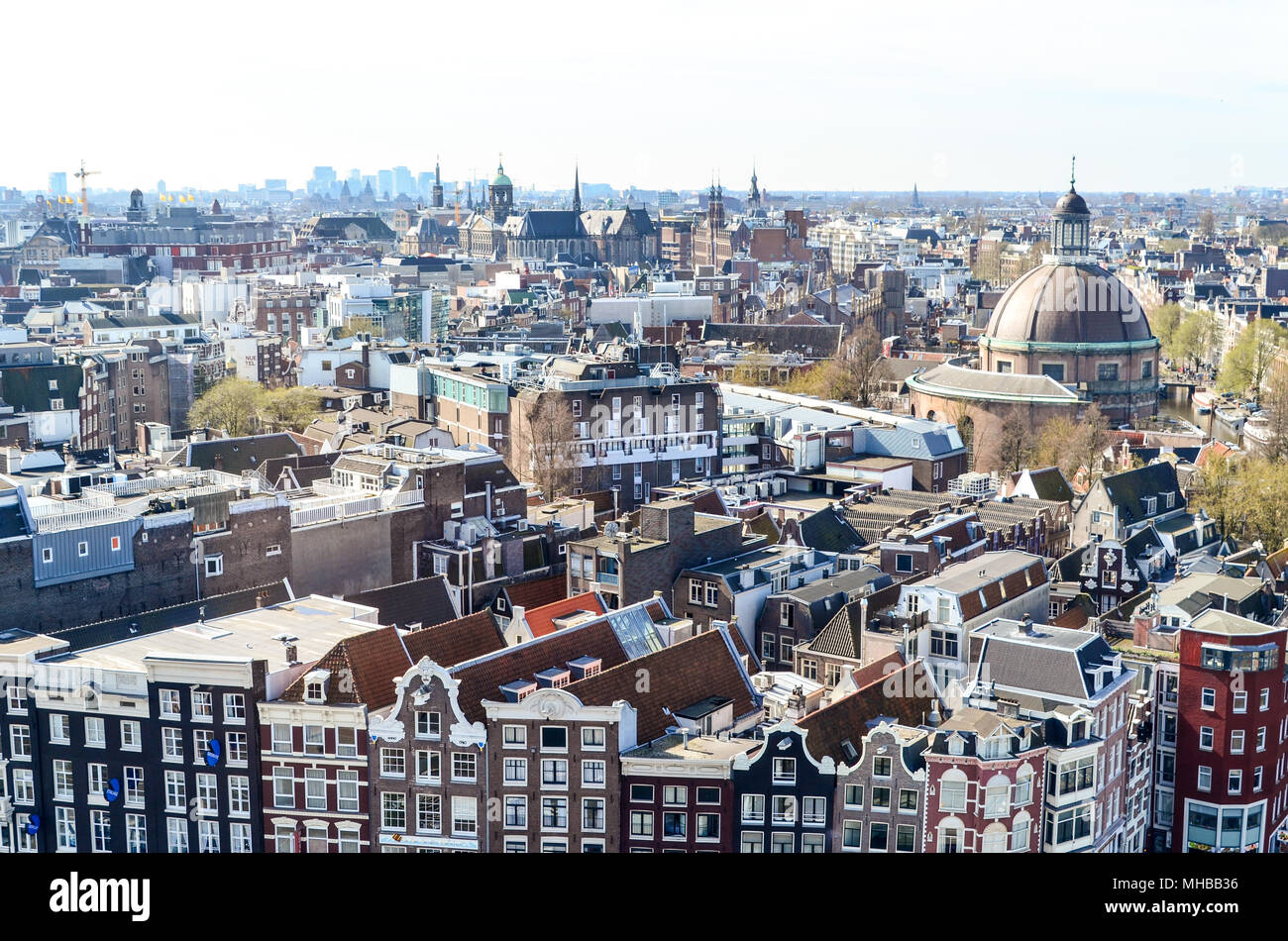 Aerial view of Amsterdam (City center and Jordaan districts), Amsterdam, Netherlands Stock Photo