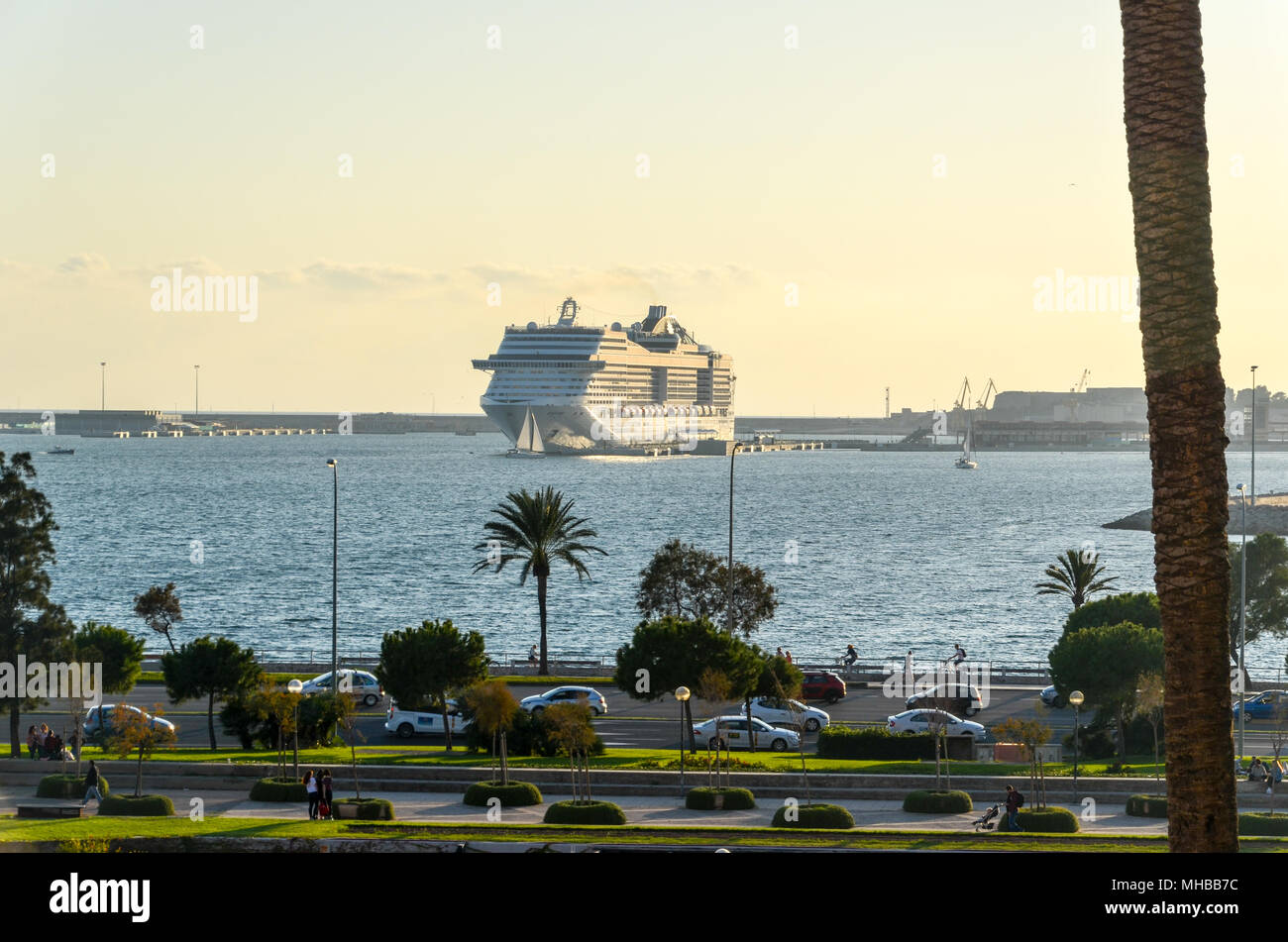 MSC Preziosa cruise ship in front of Palma, Mallorca, Spain Stock Photo