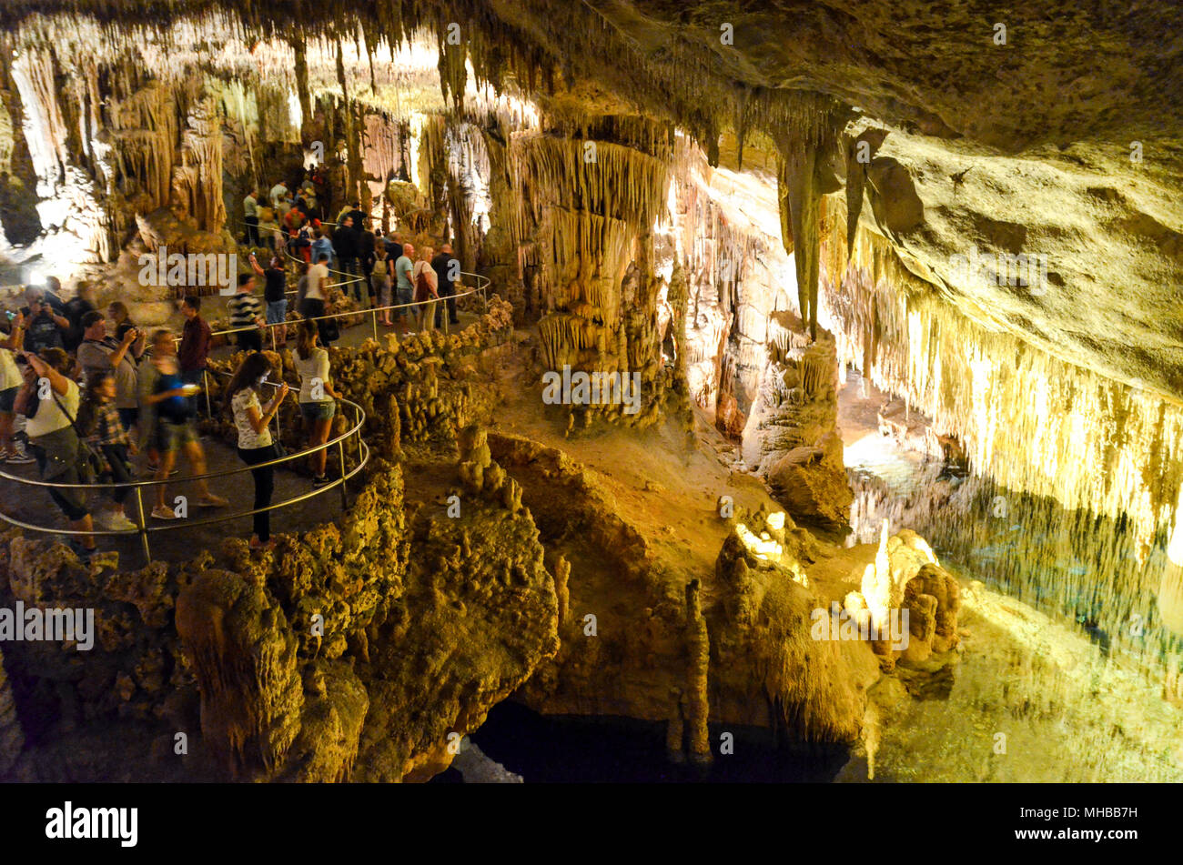 Underground experience at the Drach caves, Mallorca, Spain Stock Photo