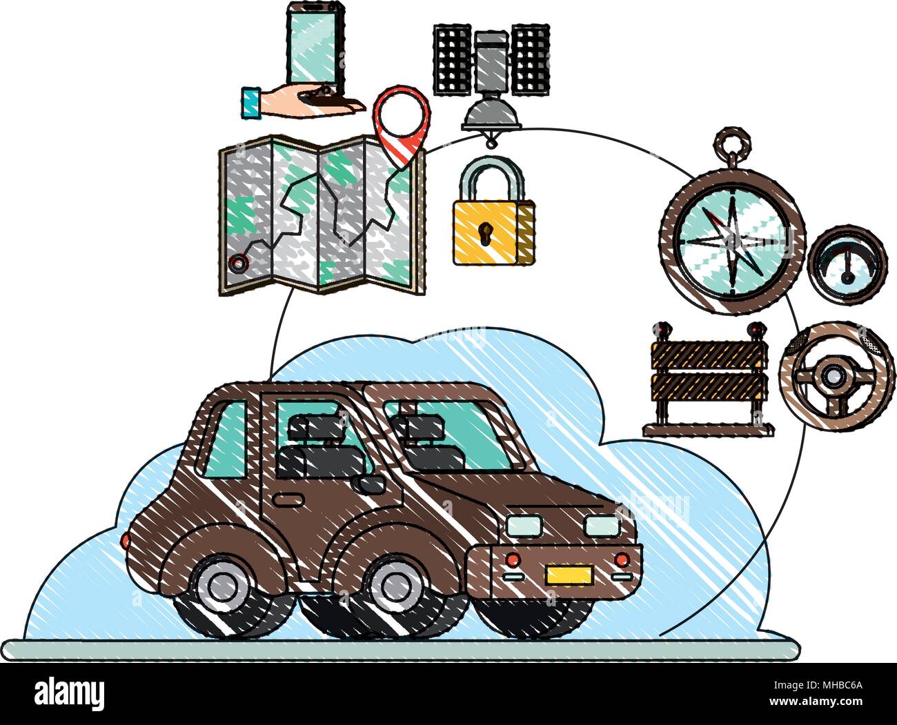 isometric car with gps service icons Stock Vector Image & Art - Alamy