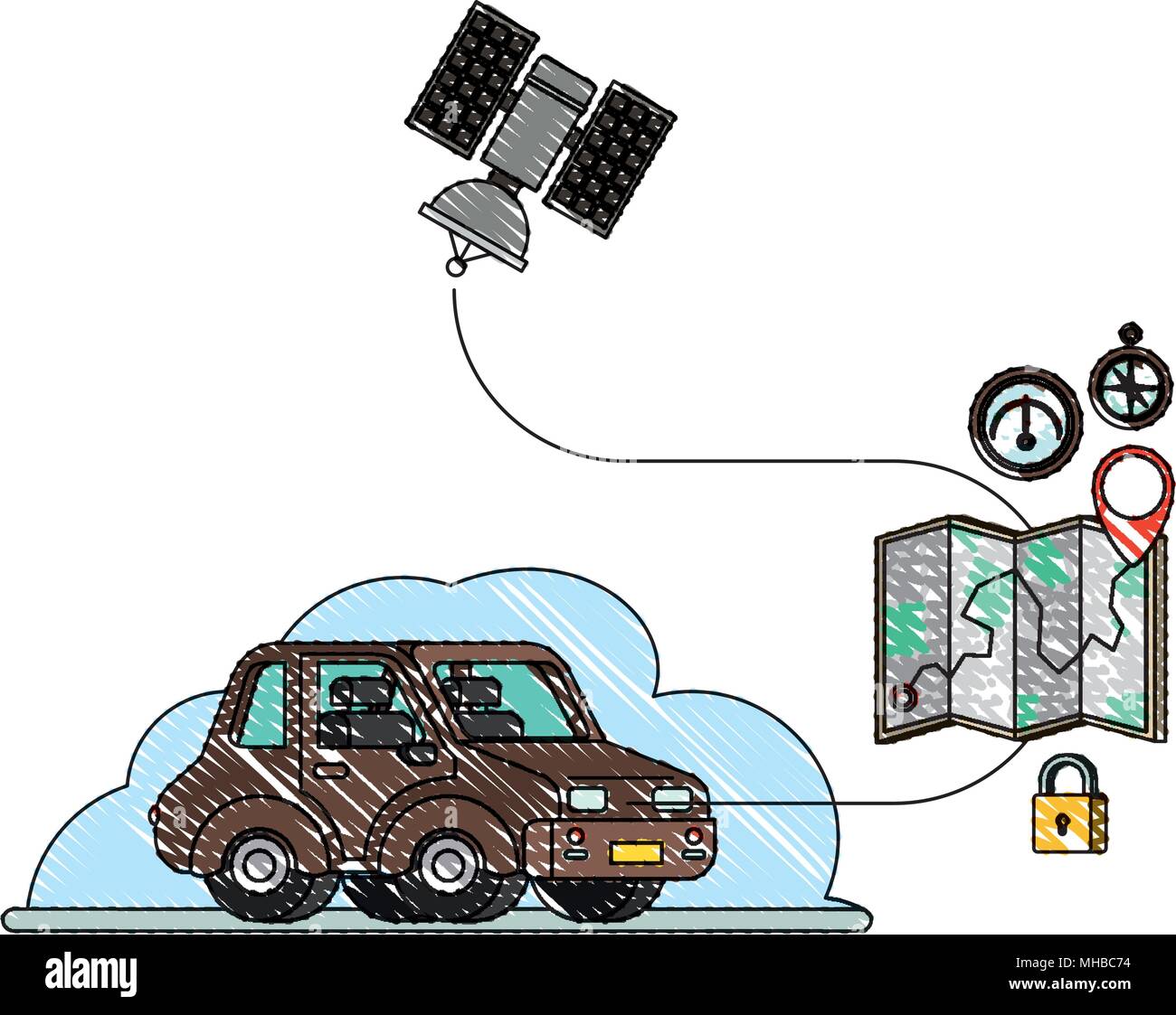 isometric car with gps service icons Stock Vector Image & Art - Alamy