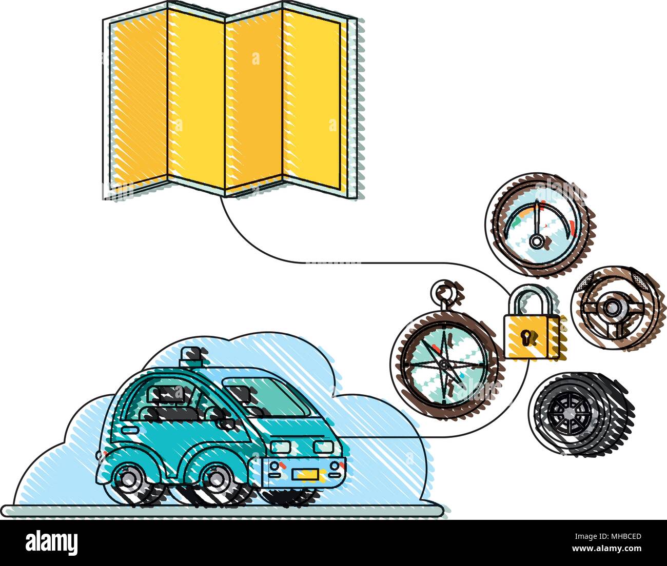isometric car with gps service icons Stock Vector Image & Art - Alamy