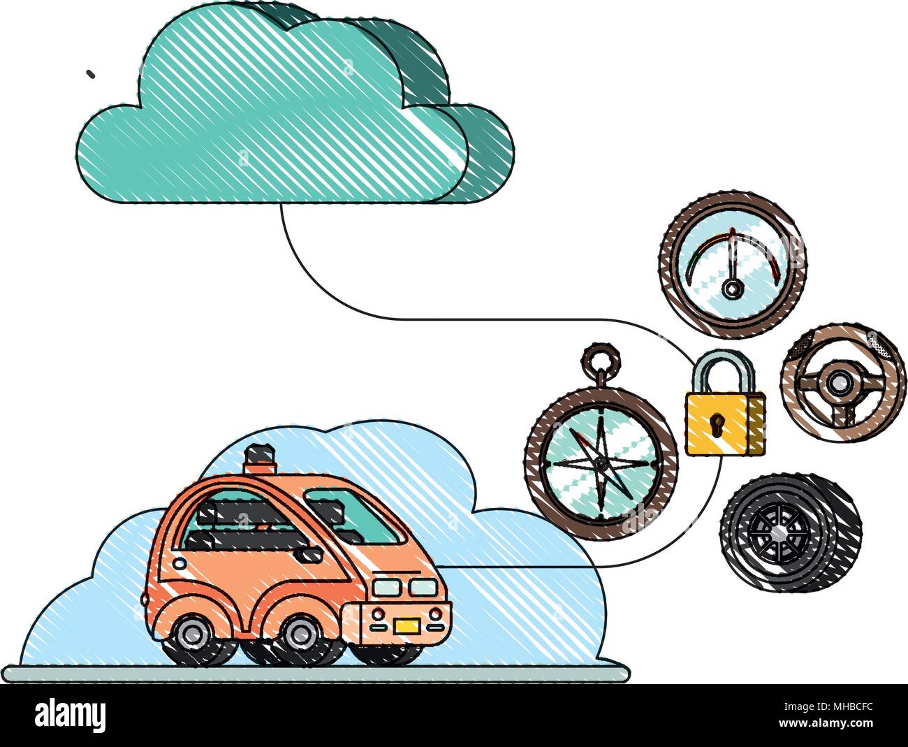 isometric car with gps service icons Stock Vector Image & Art - Alamy