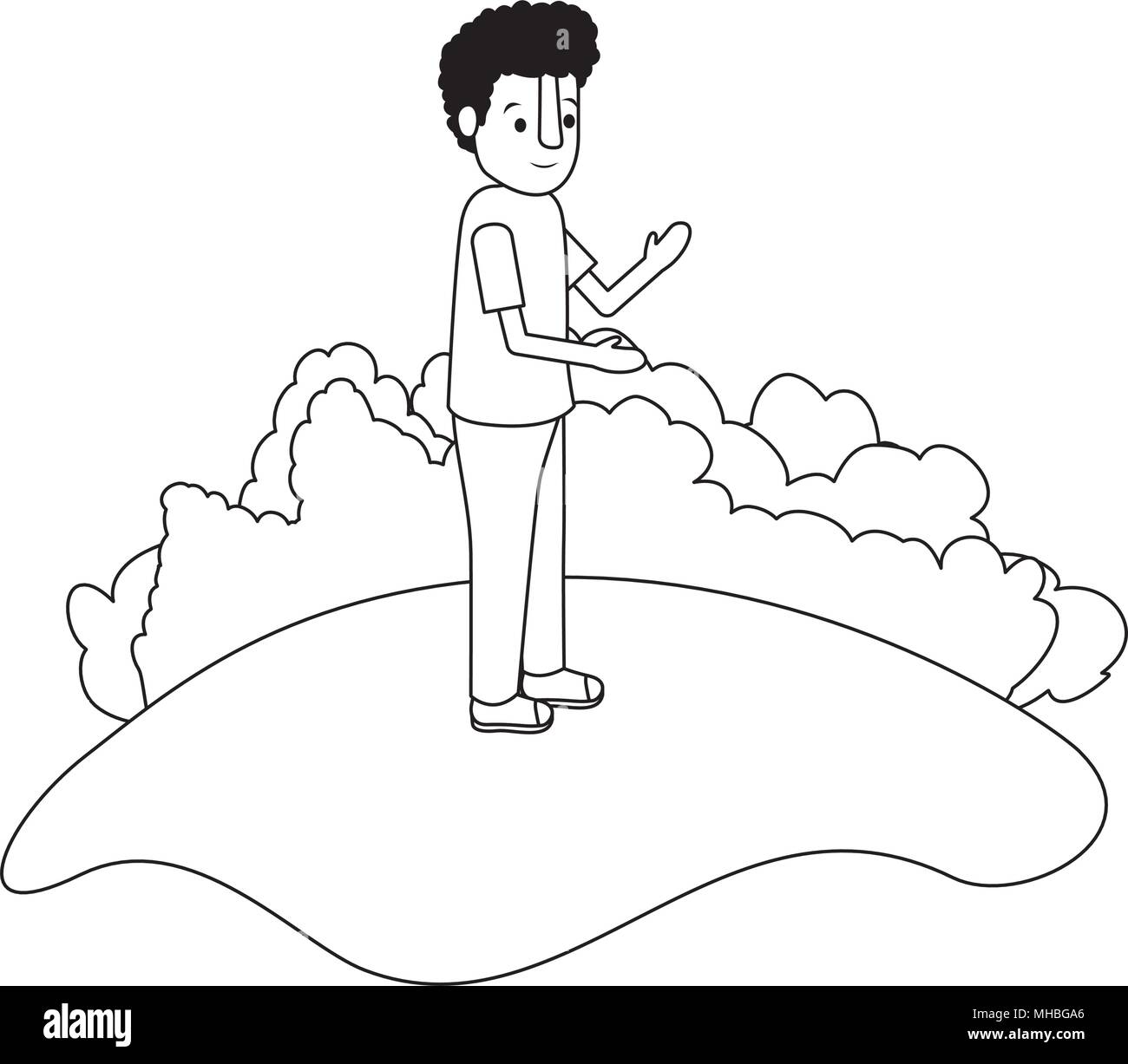 Isometric Little Boy In Field Landscape Character Stock Vector Image