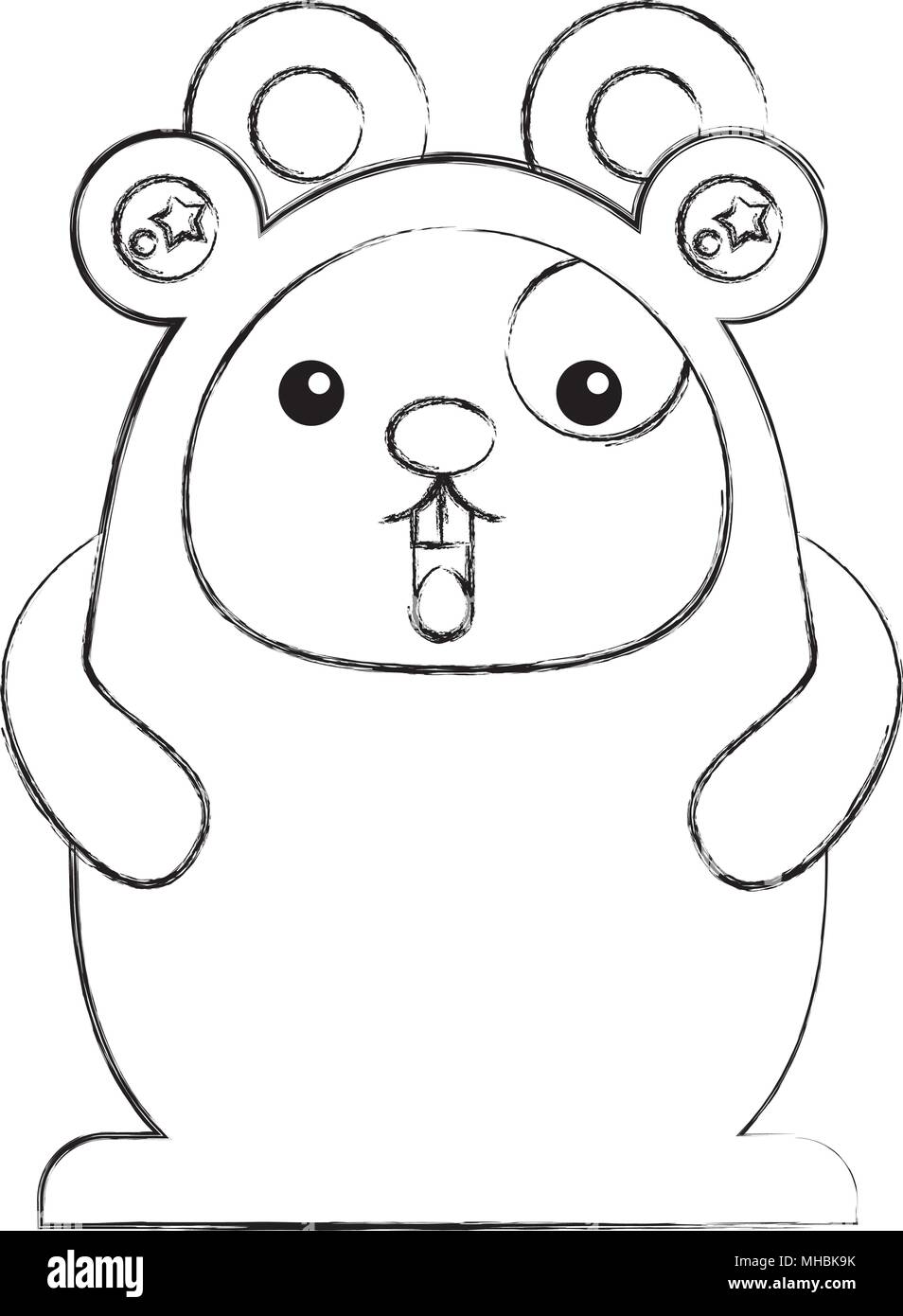 cartoon kawaii mouse with frog costume vector illustration vector