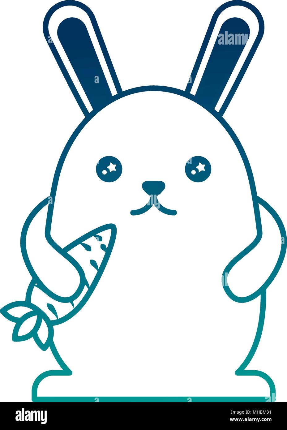 kawaii cute rabbit holding carrot cartoon vector illustration Stock ...
