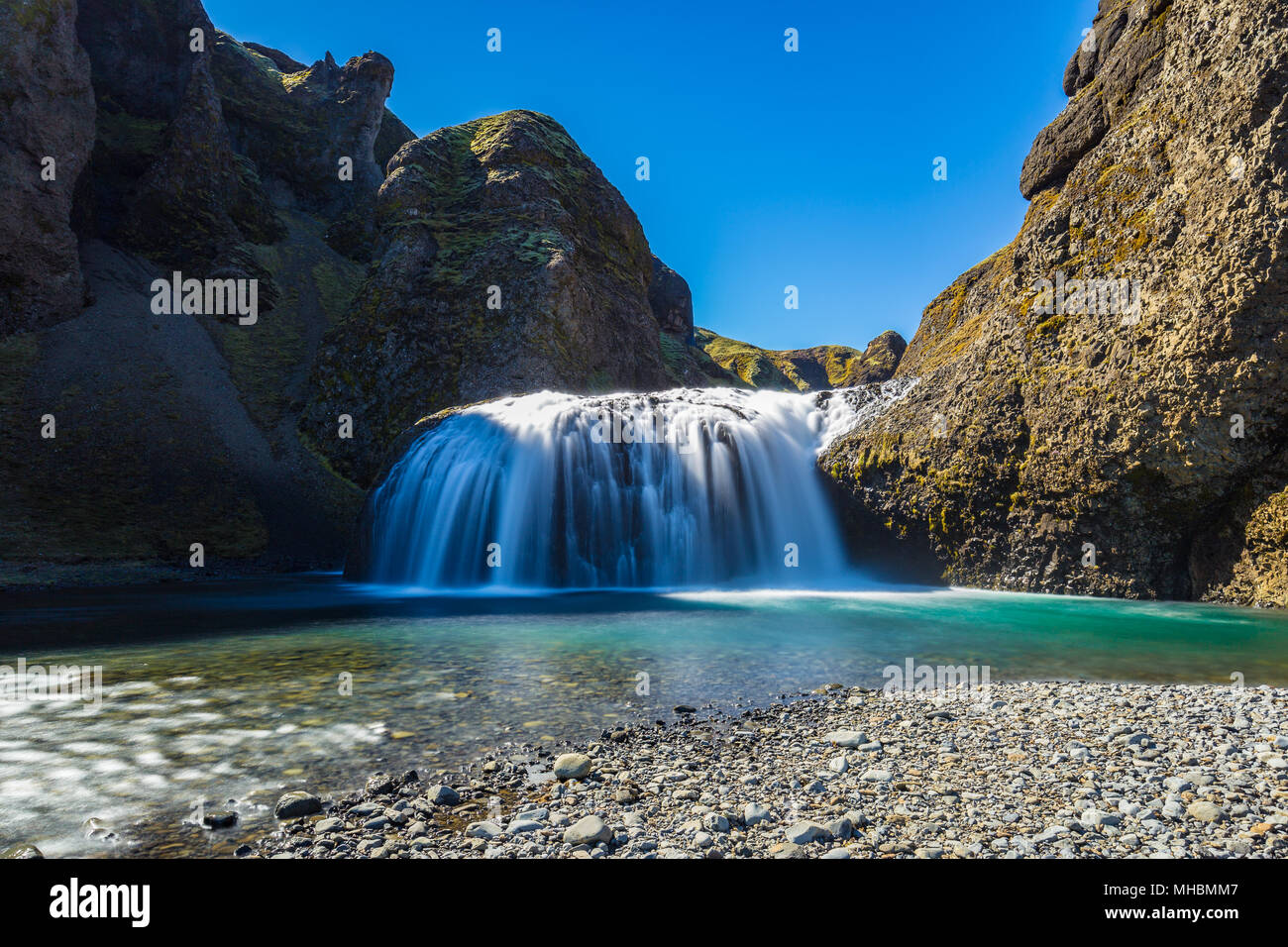 Stjornarfoss waterfall in Southern Iceland Stock Photo