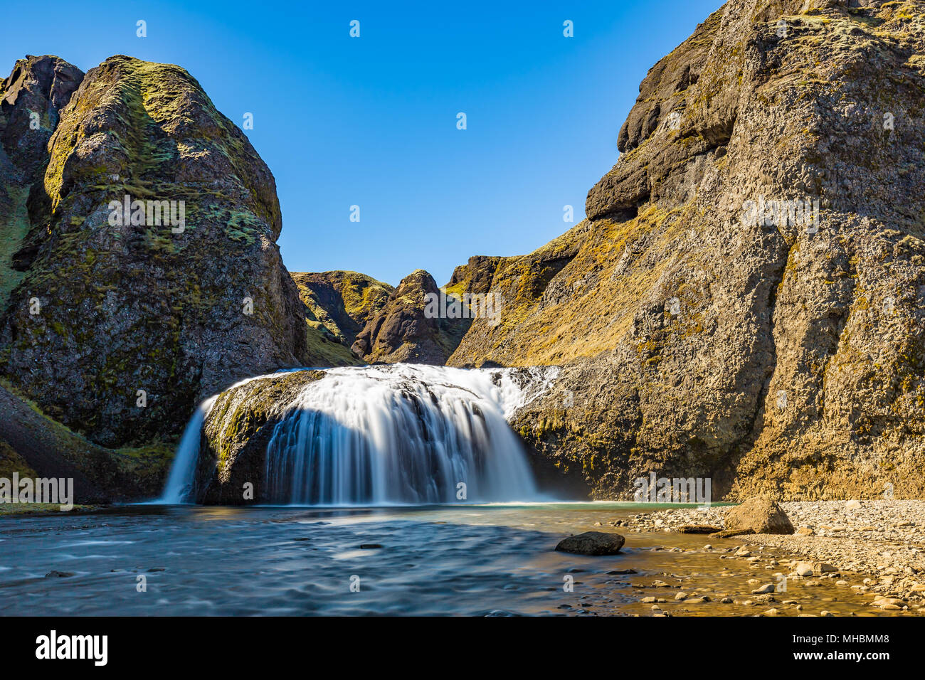 Stjornarfoss waterfall in Southern Iceland Stock Photo