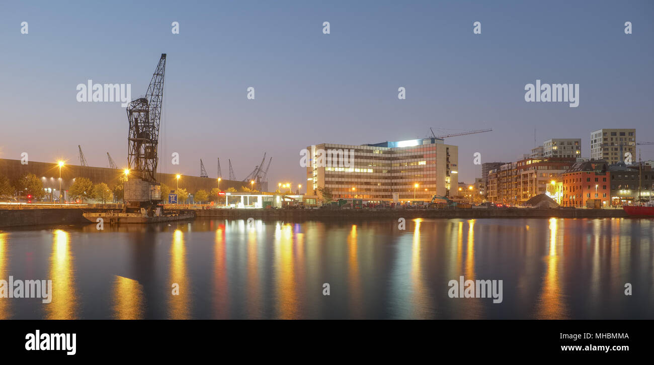 Modern architecture in the Antwerp area known as 'Eilandje'. Stock Photo