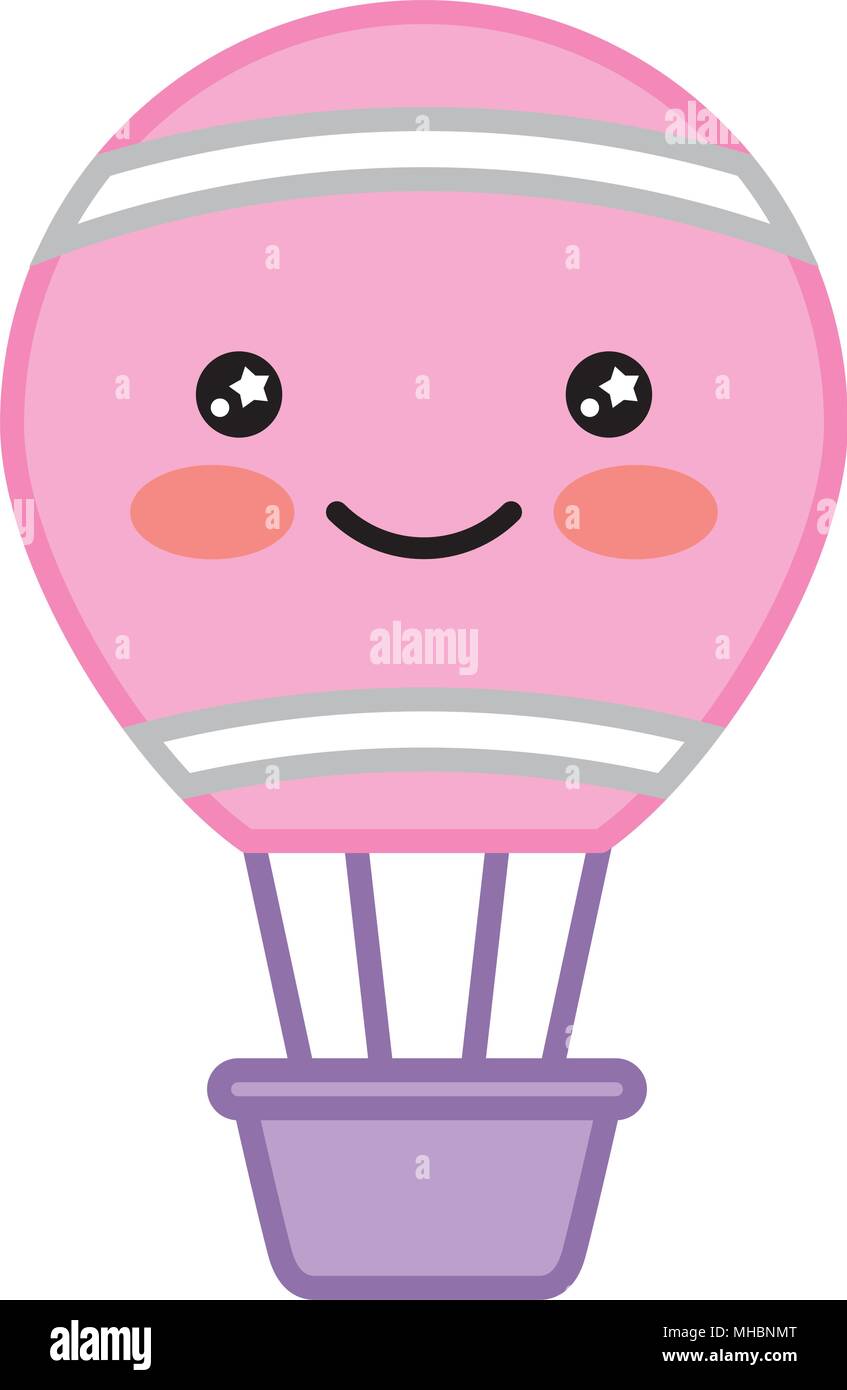 kawaii cartoon hot air balloon decoration vector illustration Stock