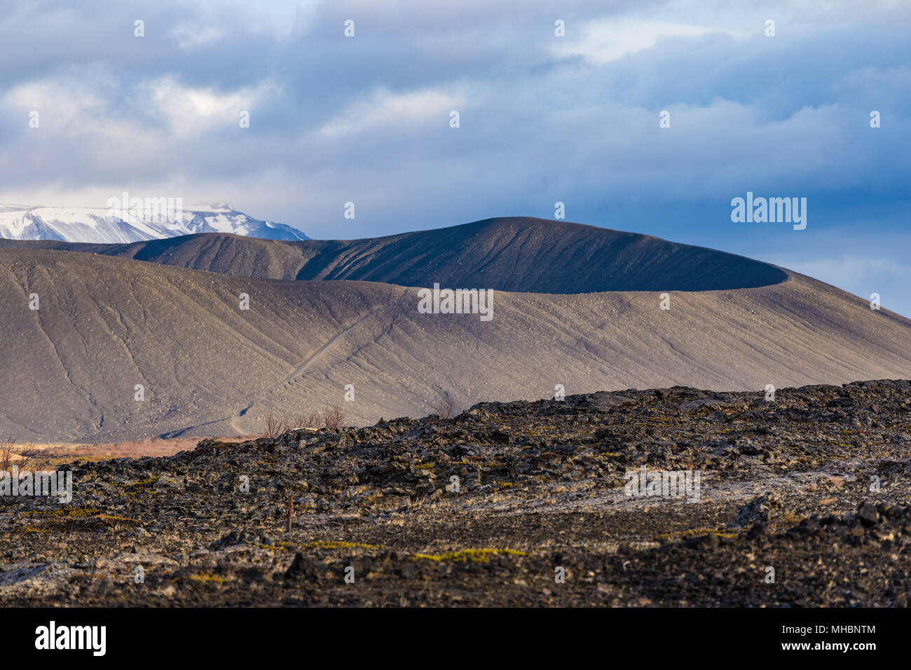 Hverfjall volcanic crater near lake Myvatn in Iceland Stock Photo