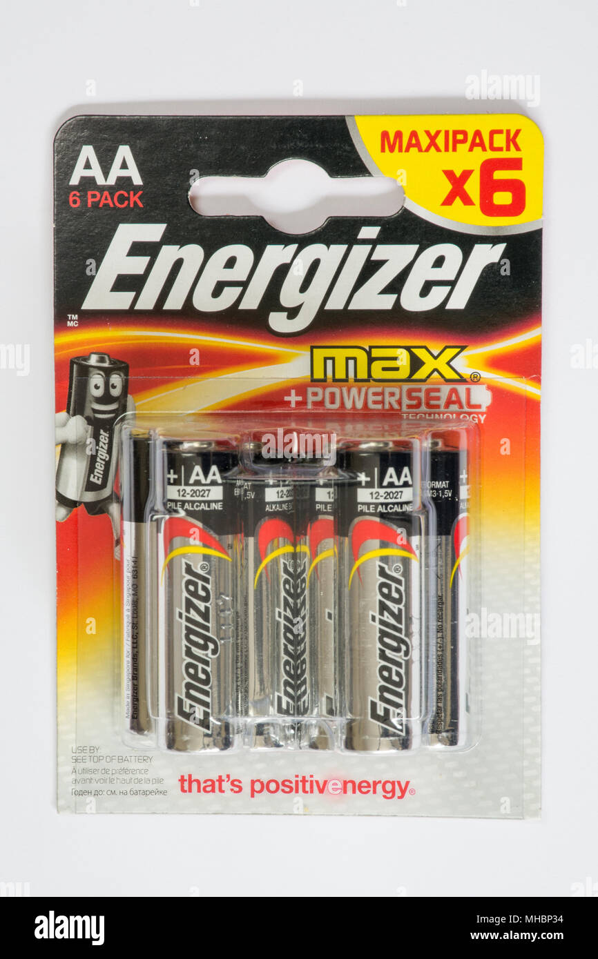 Pack of six AA energizer batteries Stock Photo - Alamy