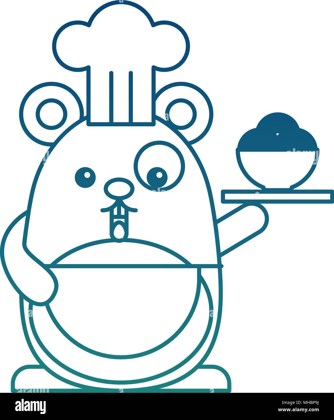 kawaii chef mouse with sweet pastry cartoon vector illustration ...