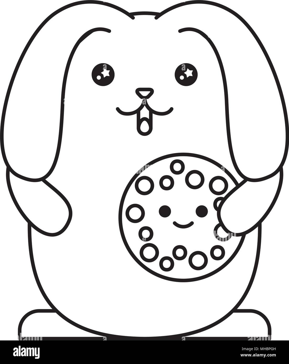cute rabbit with cookie kawaii character vector illustration design ...