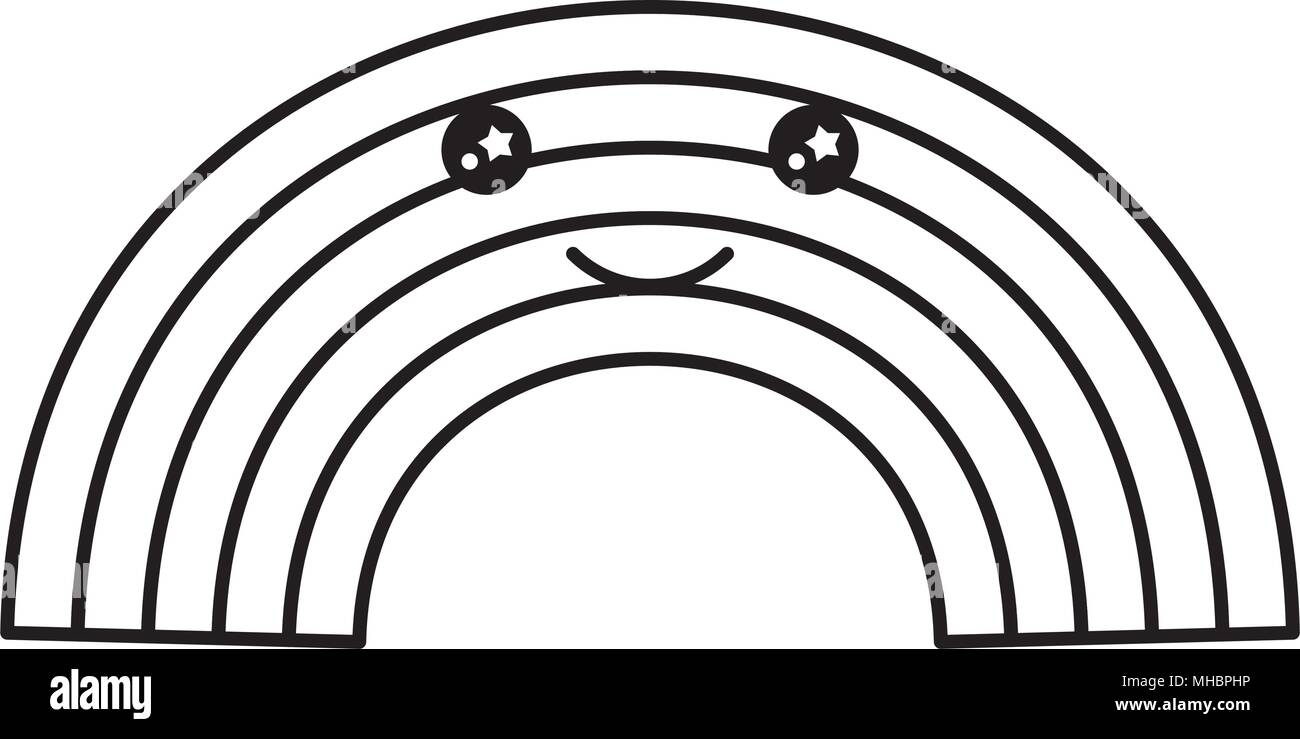 cute rainbow smiling kawaii character vector illustration design Stock ...