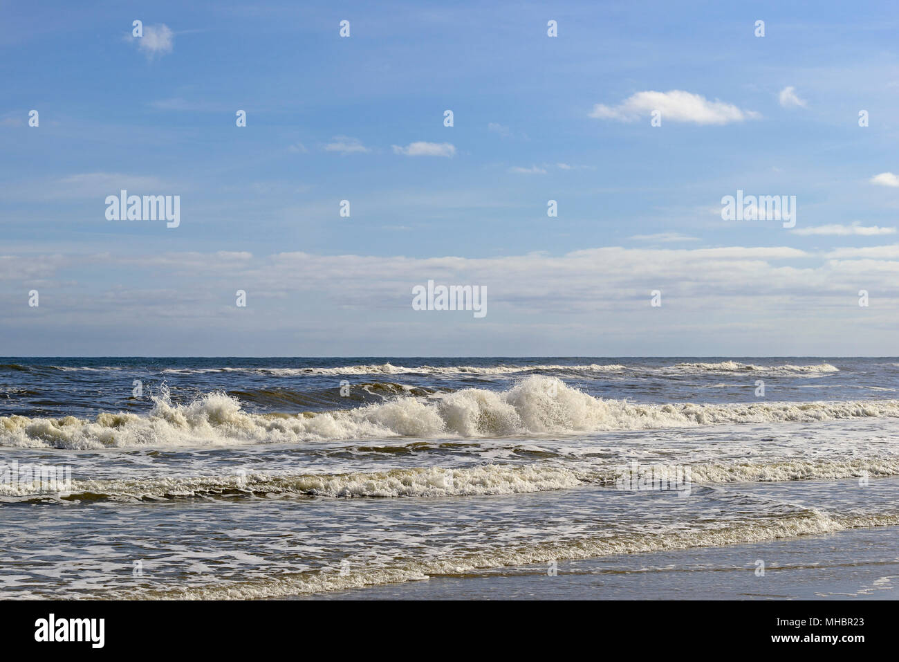 North Sea with strong swell, East Beach, Norderney, East Frisian Islands, Lower Saxony, Germany Stock Photo