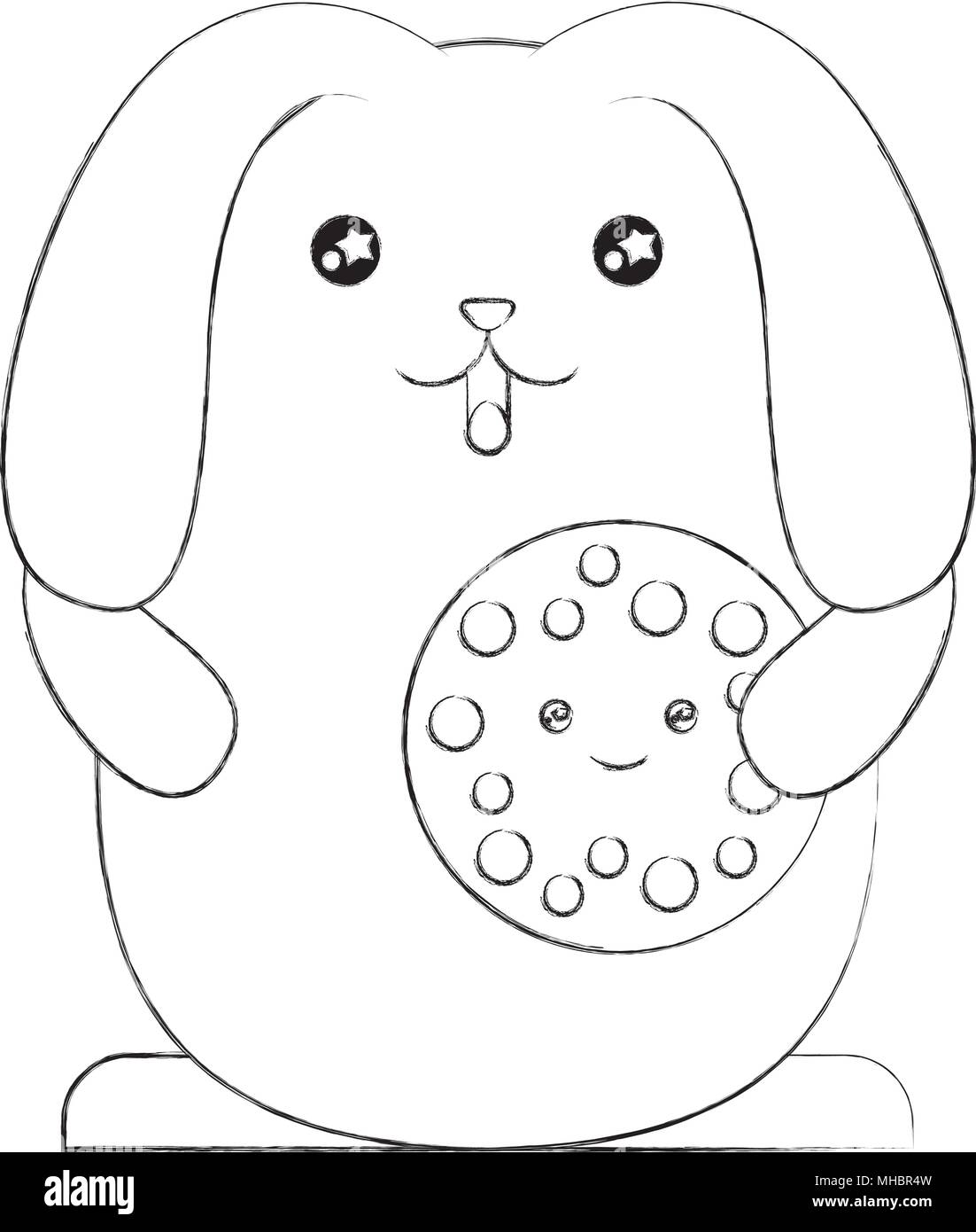 cute rabbit with cookie kawaii character vector illustration design ...