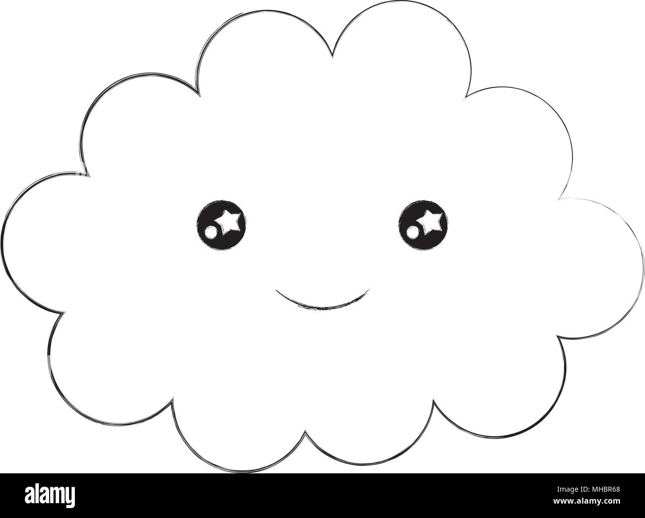 cute cloud with smile kawaii character vector illustration design Stock ...