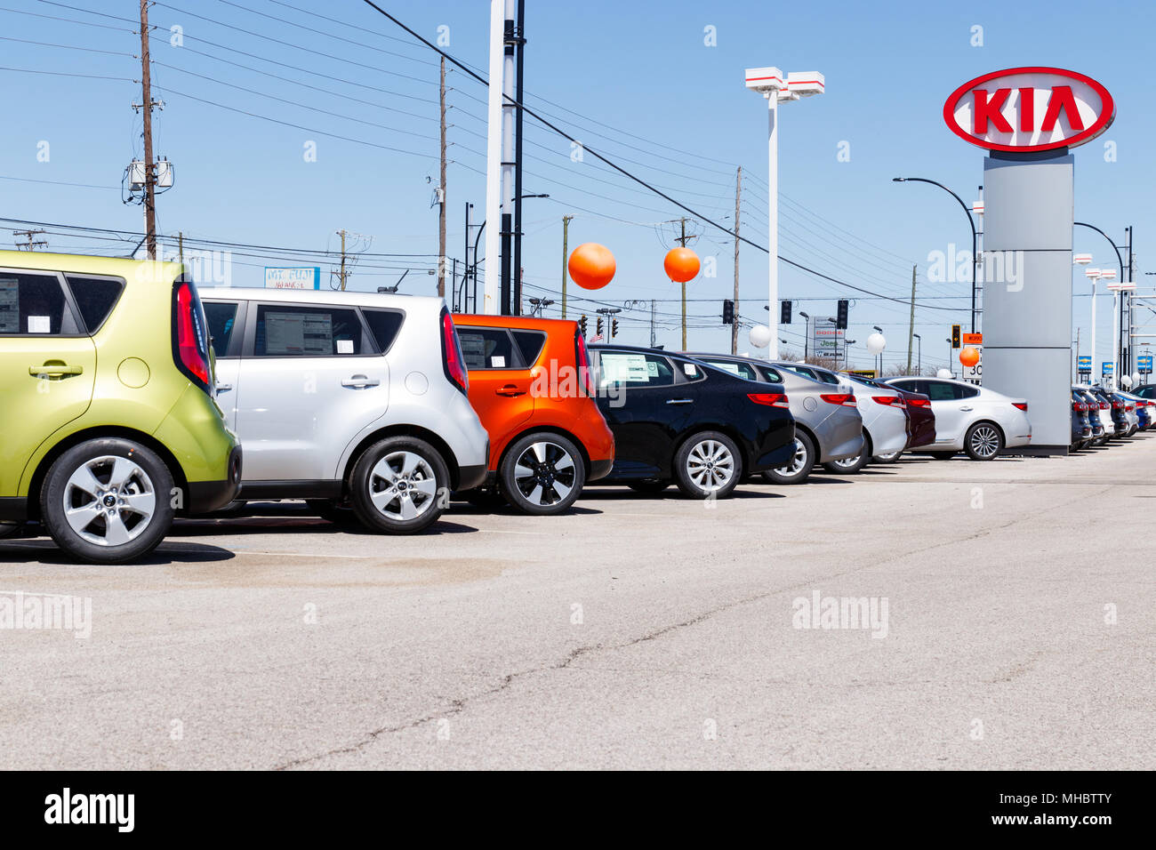 Lafayette Circa April 2018 Kia Motors Local Car Dealership. Kia Motors is minority owned by