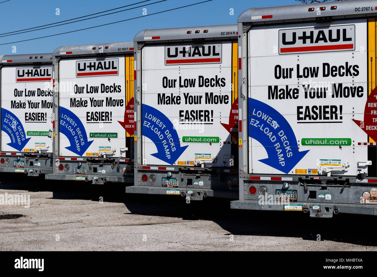 Lafayette - Circa April 2018: U-Haul Moving Truck Rental Location. U-Haul offers moving and storage solutions I Stock Photo