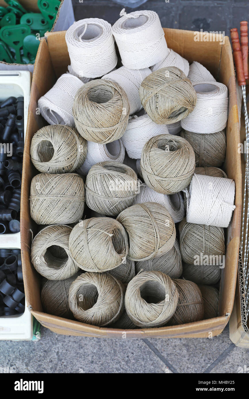 Pile of Packing Rope in the Box Stock Photo Alamy