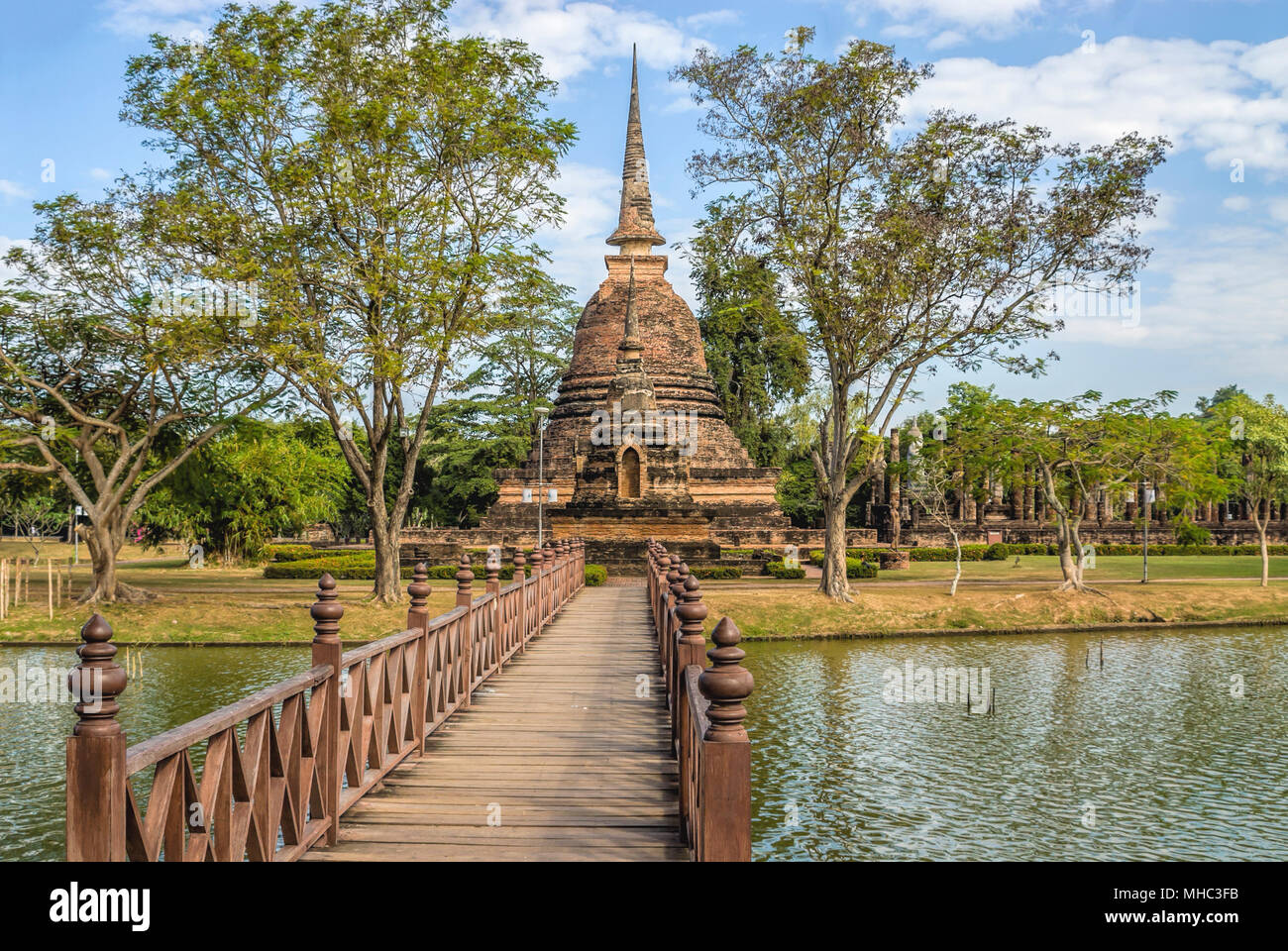 Wat Sa Si at the Sukhothai Historical Park in Thailand Stock Photo