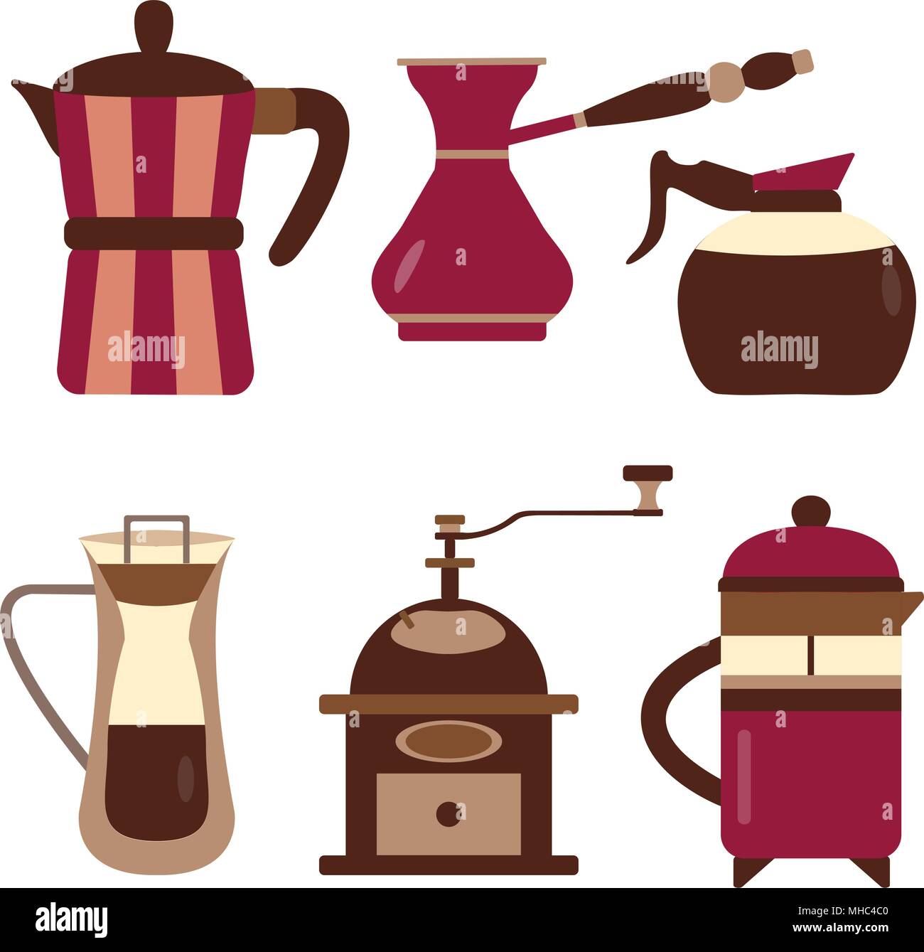 Drip coffee brewing methods icons 
