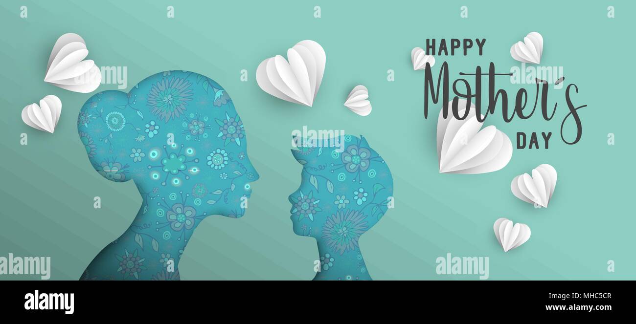 Happy Mothers Day Card Of Papercut Mom And Flowers Stock, 59% OFF