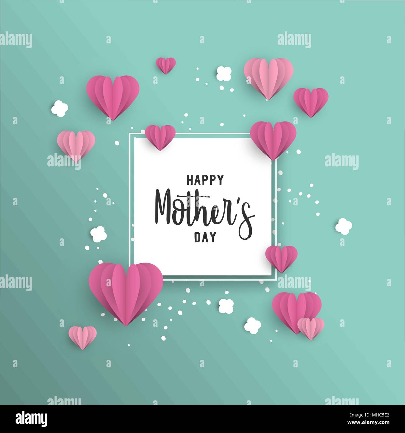 Happy Mothers day love greeting card template with pink paper cut ...