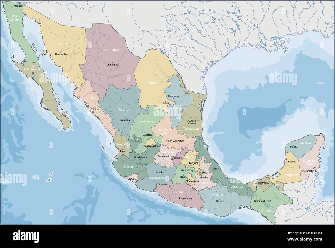 Map of Mexico Stock Vector