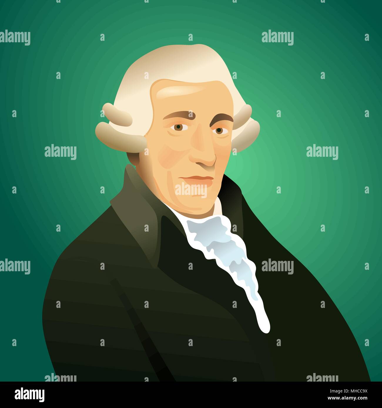 Vector portrait of the austrian musician and composer, Joseph Haydn. Stock Vector