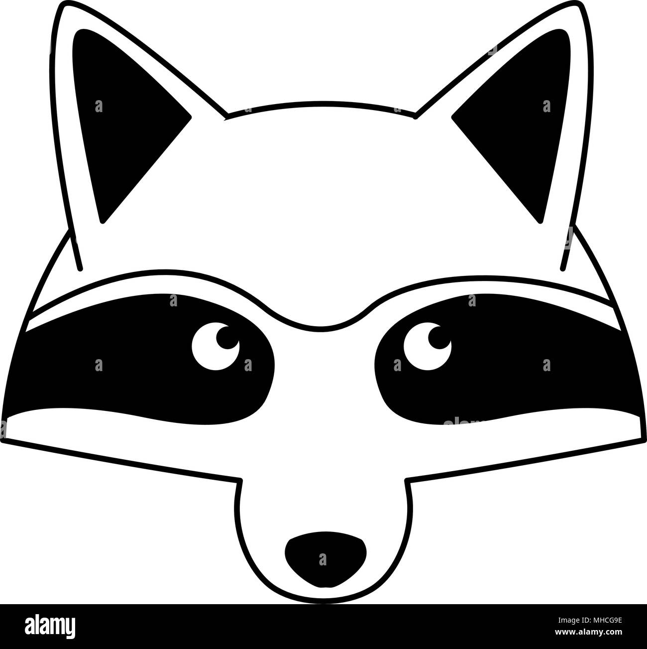 Raccoon head wild animal on black and white Stock Vector Image & Art ...