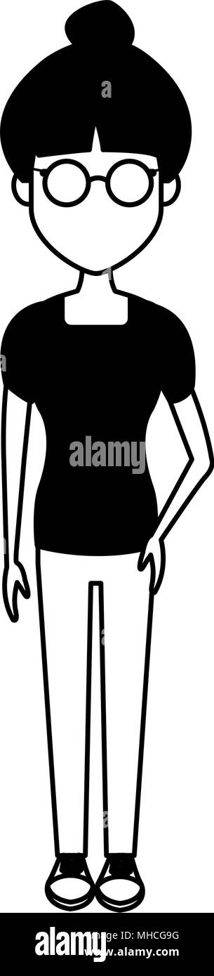Young Woman Cartoon On Black And White Stock Vector Image Art Alamy young-woman-cartoon-on-black-and-white-stock-vector-image-art-alamy