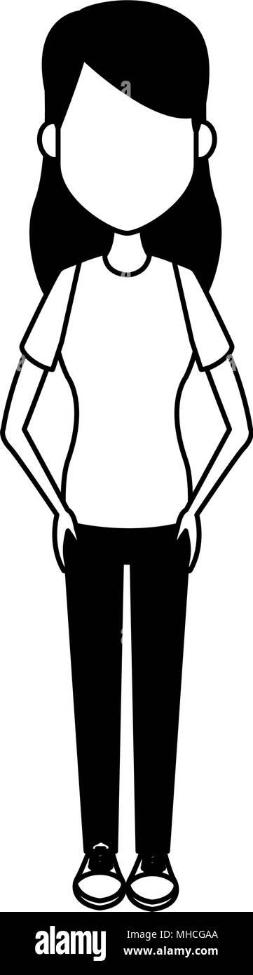 Young woman cartoon on black and white Stock Vector Image & Art - Alamy