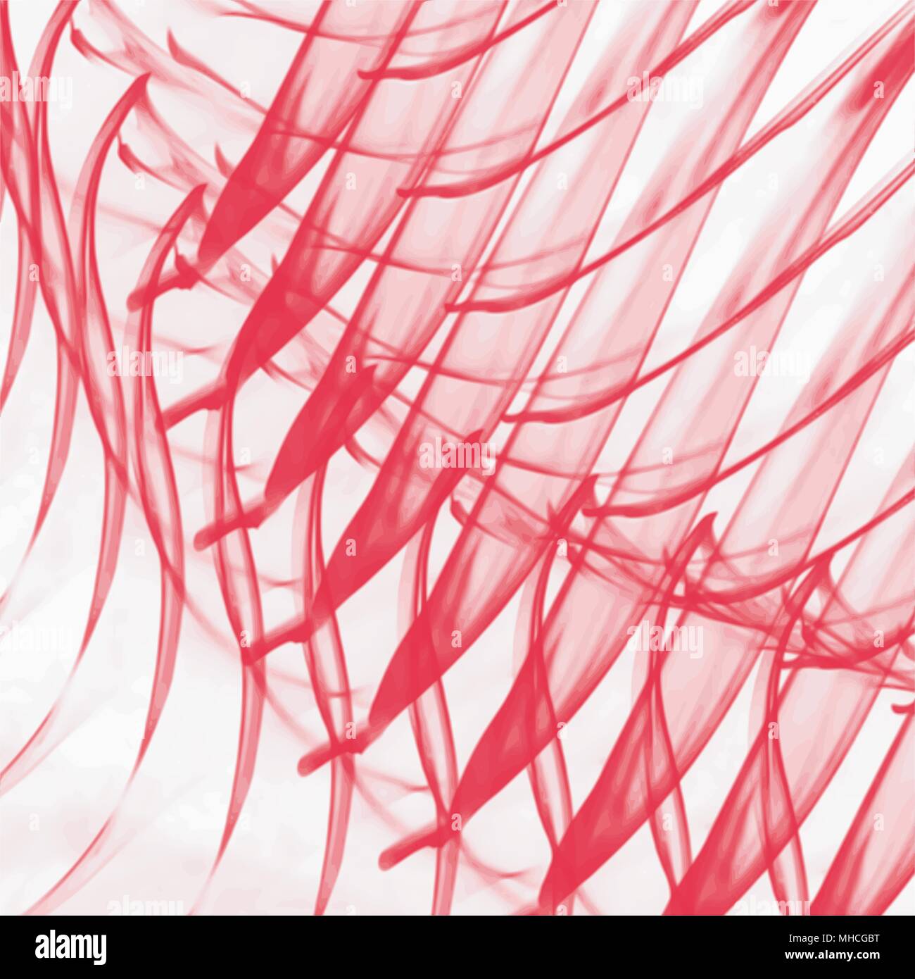 red hand drawn watercolor transparent wave background pattern, vector illustration Stock Vector