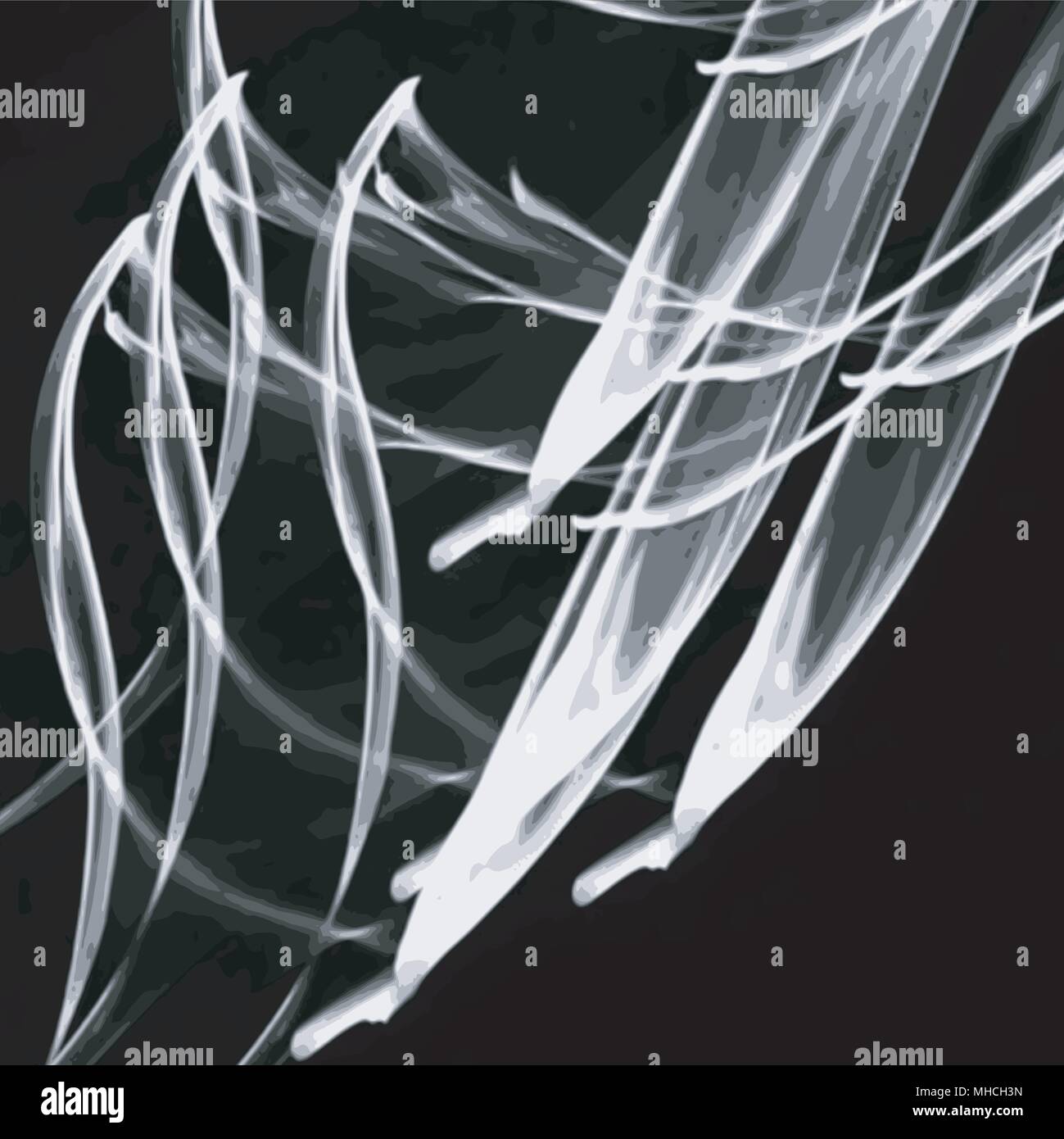 white watercolor smoke pattern on black background, vector illustration ...