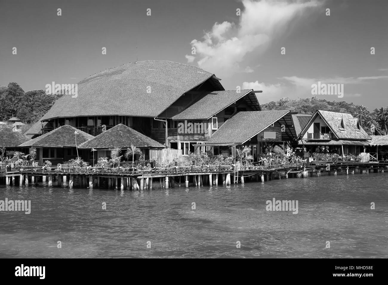 Houses on stilts in the fishing village of Bang Bao, Koh Chang, Thailand Stock Photo
