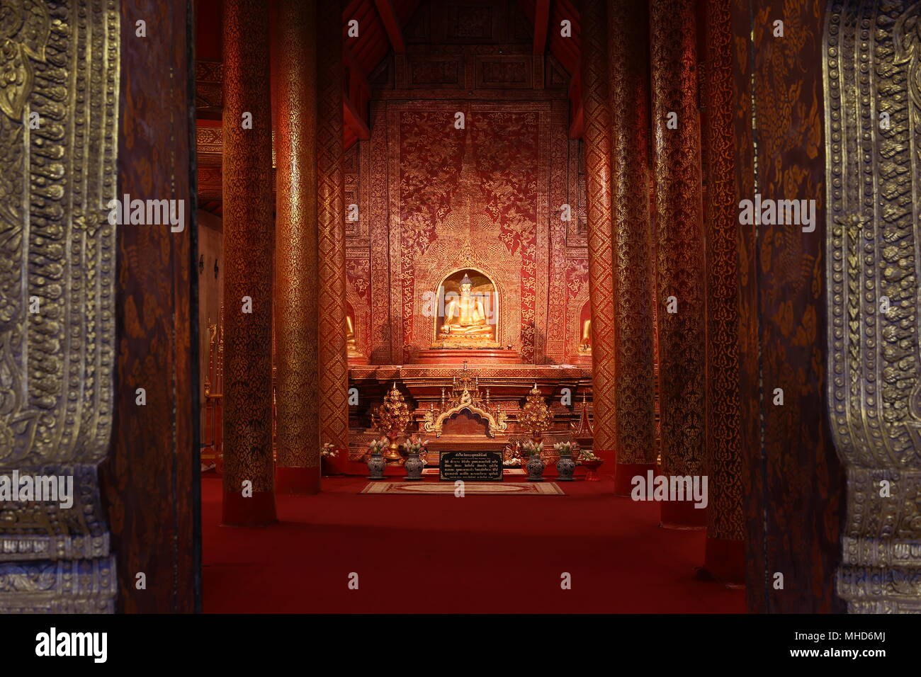 The Buddha, Phra Singha at Wat Phra Singh Woramahaviharn. Stock Photo