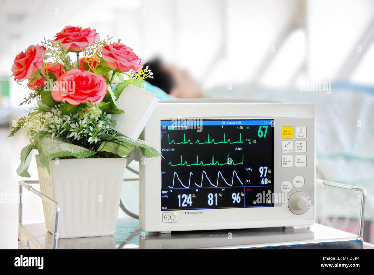 EKG monitor with patient Stock Photo Alamy
