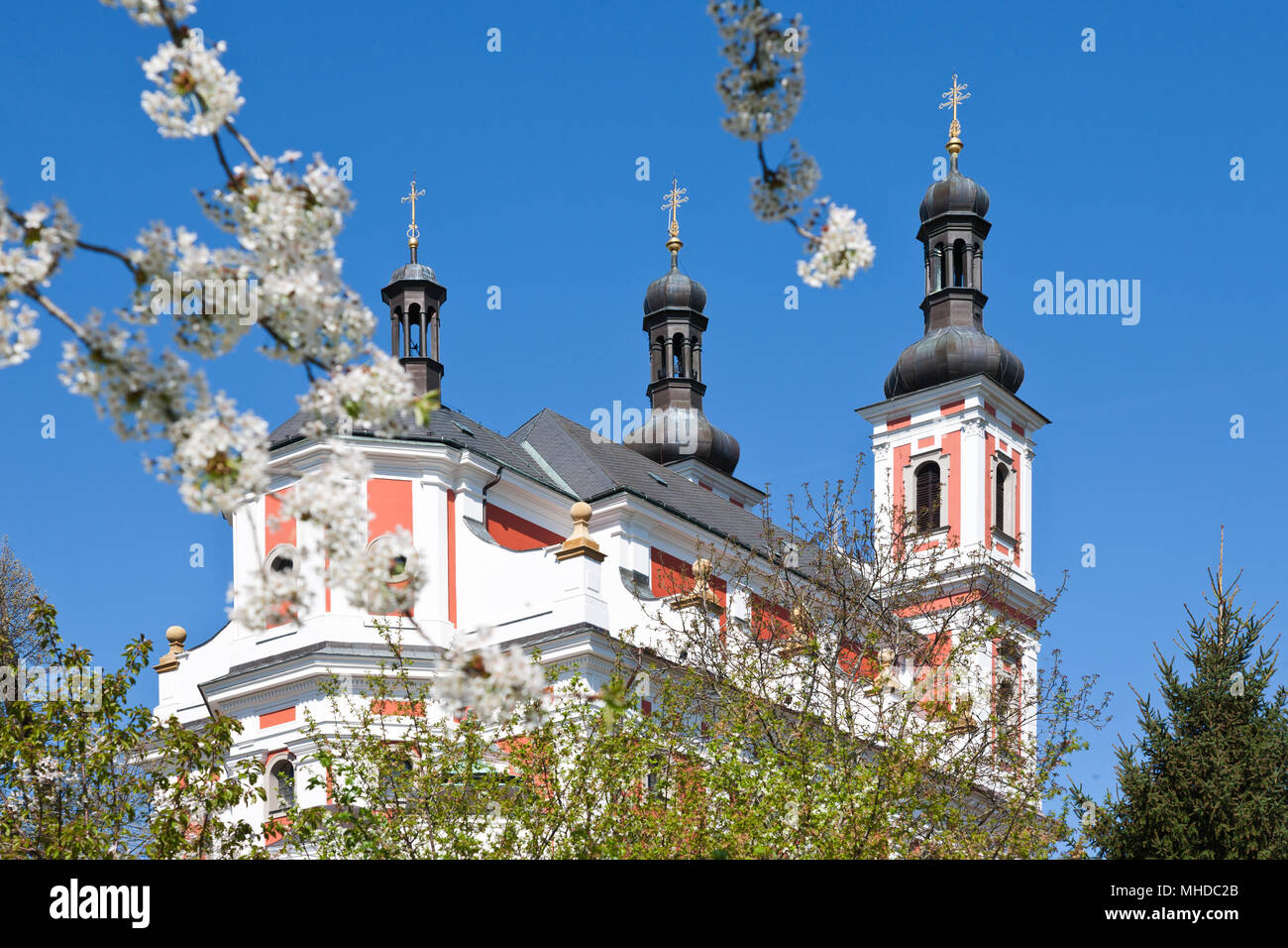 Barokní poutní chrám Kostel Panny Marie Pomocnice křesťanů z 1690 (G. B.  Alliprandi), Luže, Pardubický kraj, Česká republika / Baroque pilgrimage  chur Stock Photo - Alamy