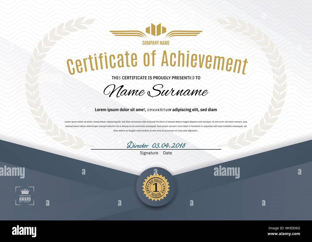 official white certificate with dark triangle design elements