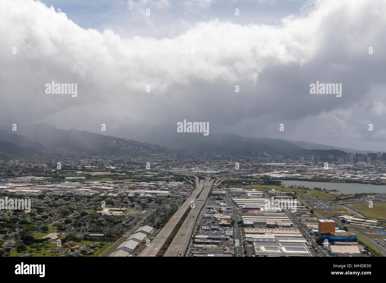 Aerial of Honolulu Stock Photo