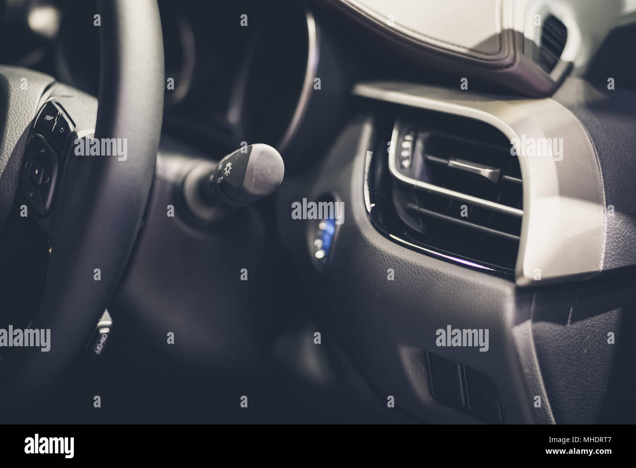 car wiper control switch,Car interior Stock Photo Alamy
